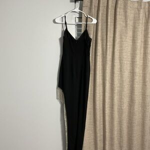 City Triangles Black Dress with Silver Fringe